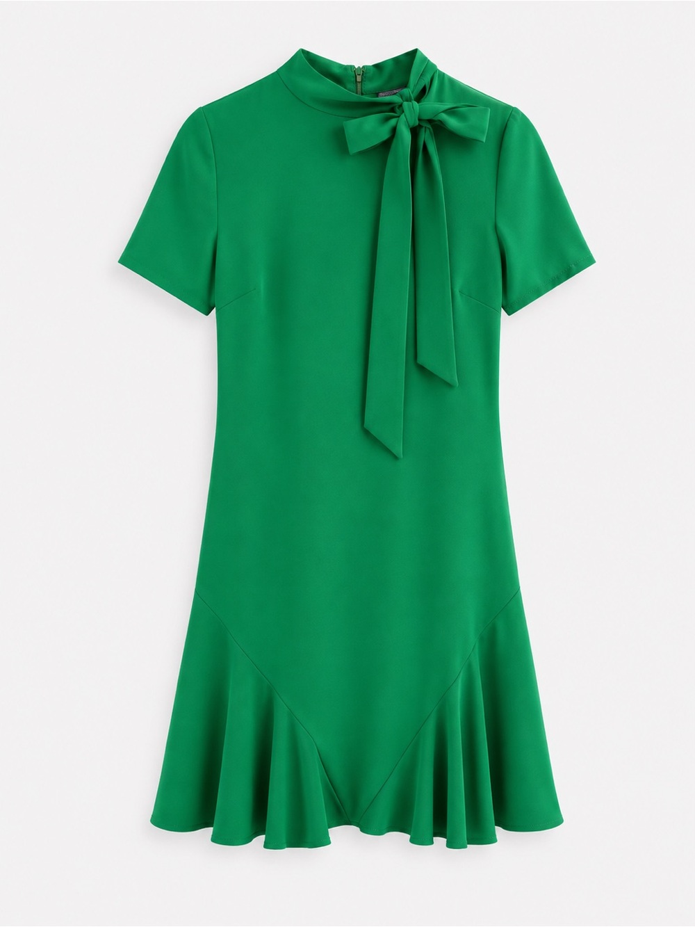 CeCe Green Tie-Neck Short Sleeve Mini Dress